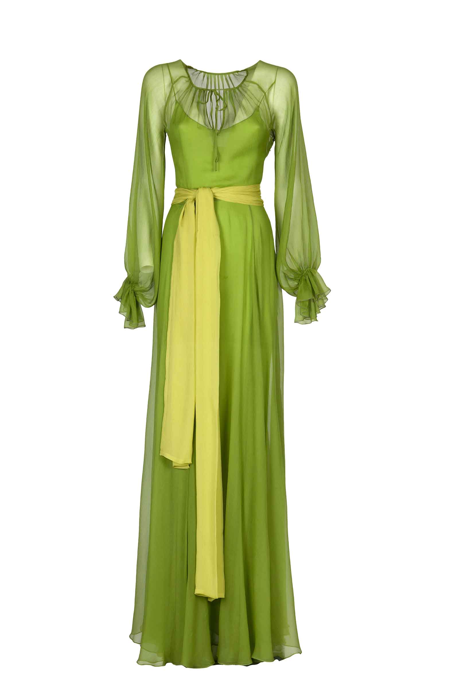 lime green long dress Lime Green Chiffon Maxi Dress – Luisa Beccaria