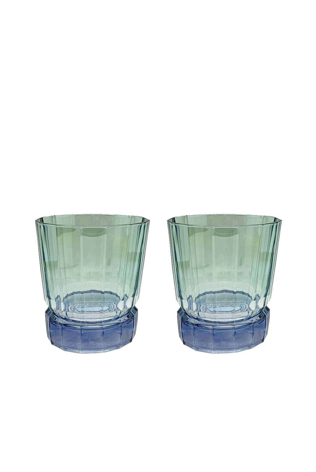Set di due piccoli bicchieri Duccio con base sfumati da blu a verde