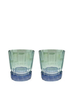 Set di due piccoli bicchieri Duccio con base sfumati da blu a verde