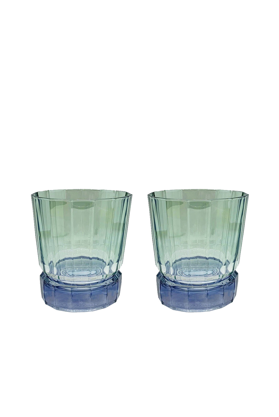 Set di due piccoli bicchieri Duccio con base sfumati da blu a verde