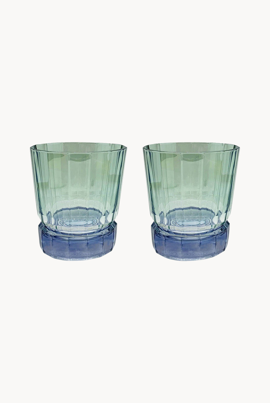 Set di due piccoli bicchieri Duccio con base sfumati da blu a verde
