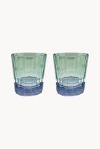 Set di due piccoli bicchieri Duccio con base sfumati da blu a verde