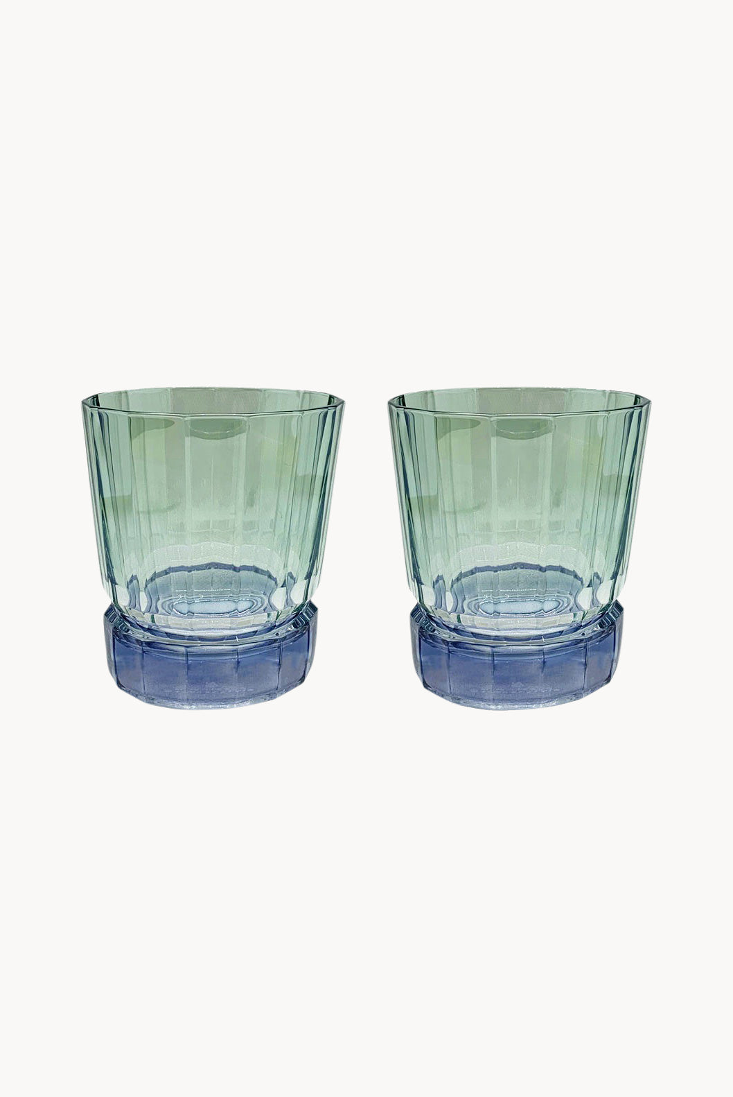 Set di due piccoli bicchieri Duccio con base sfumati da blu a verde