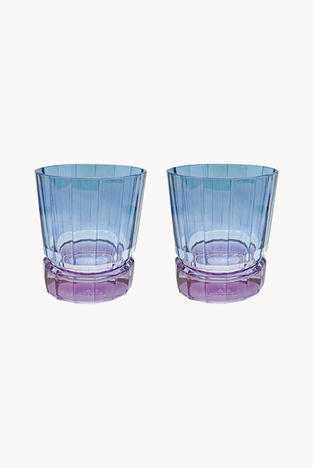 Set di due piccoli bicchieri Duccio con base sfumati da viola a blu
