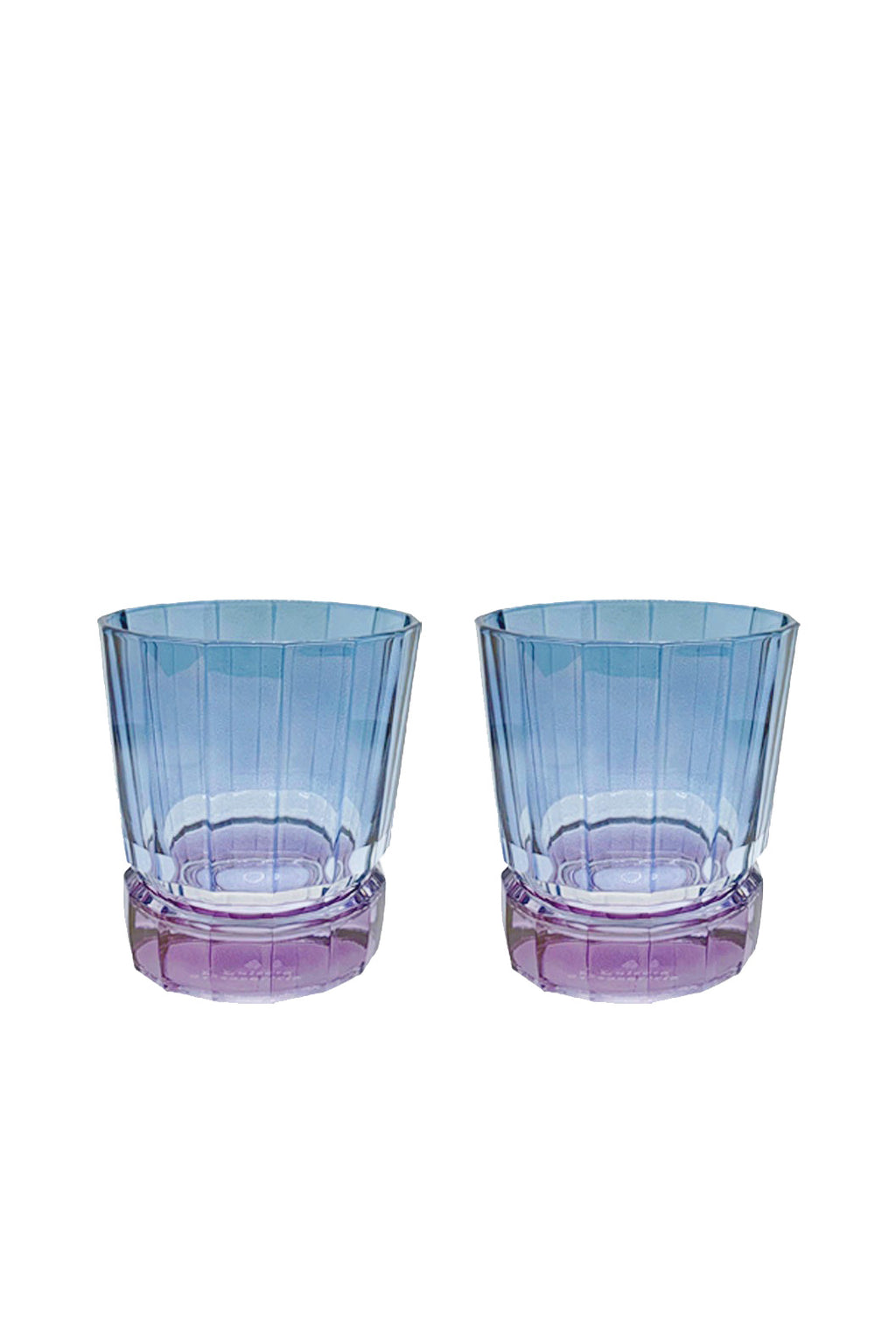Set di due piccoli bicchieri Duccio con base sfumati da viola a blu