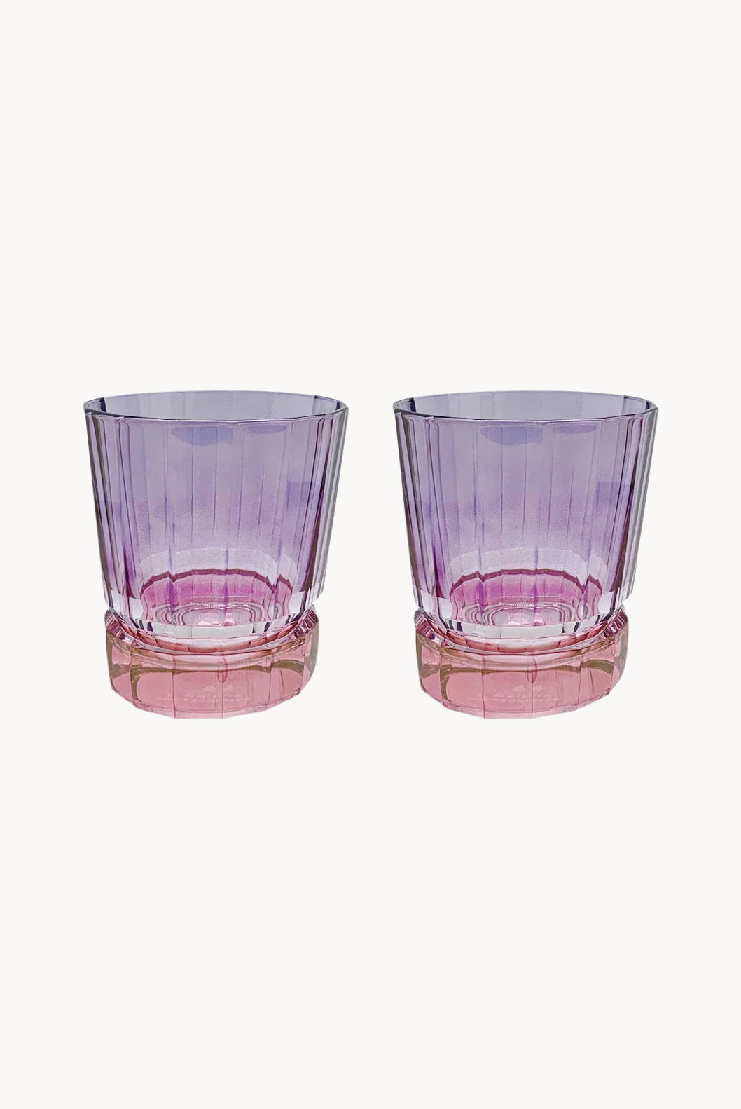 Set di due piccoli bicchieri Duccio con base sfumati da rosa a viola