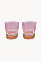 Set di due piccoli bicchieri Duccio con base sfumati da rosso a rosa