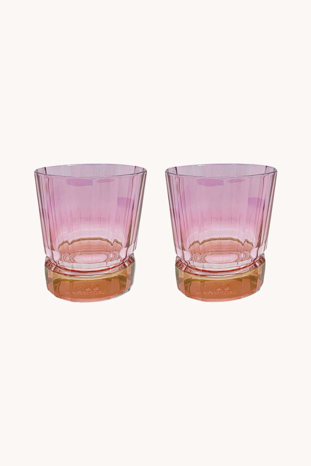 Set di due piccoli bicchieri Duccio con base sfumati da rosso a rosa