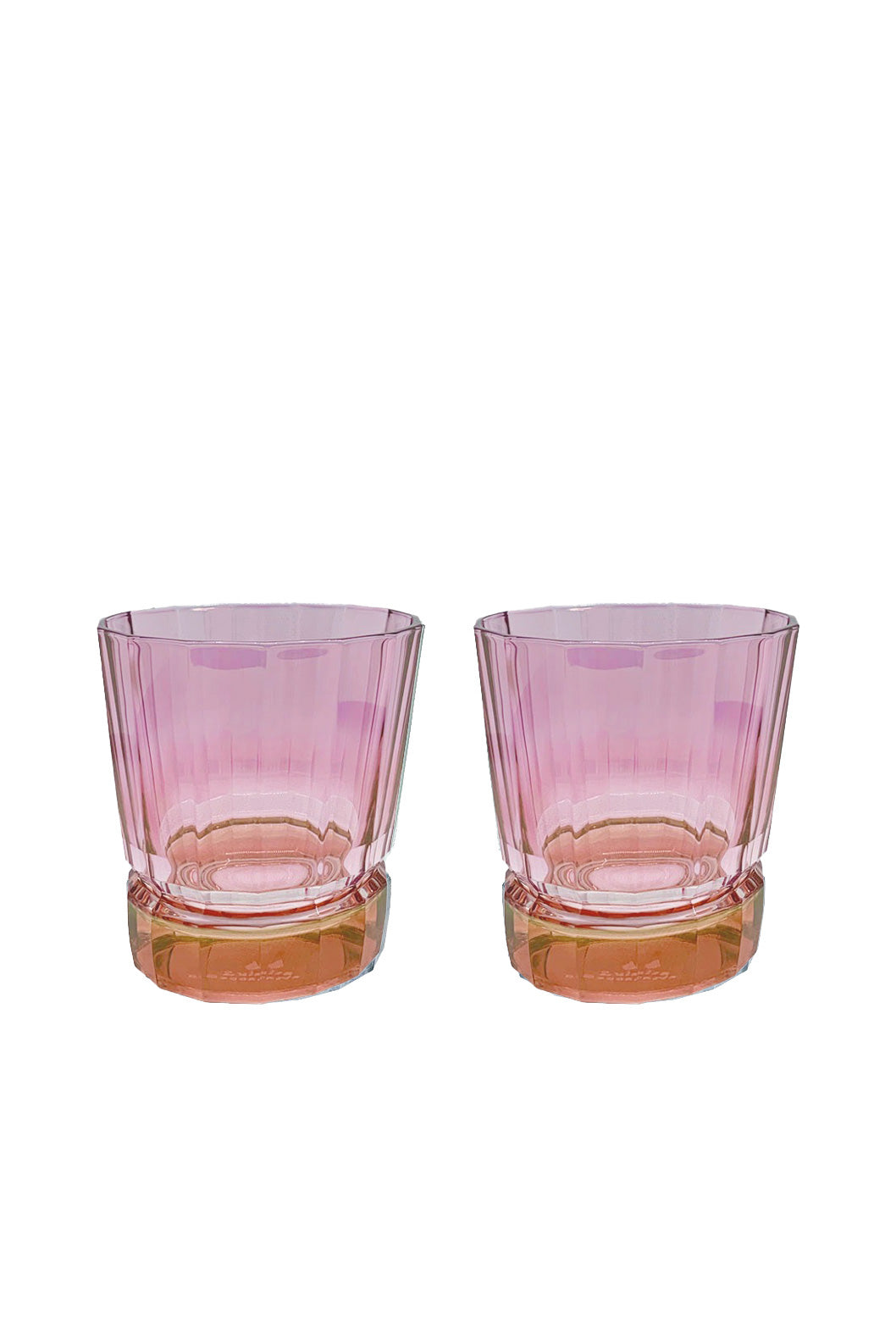 Set di due piccoli bicchieri Duccio con base sfumati da rosso a rosa