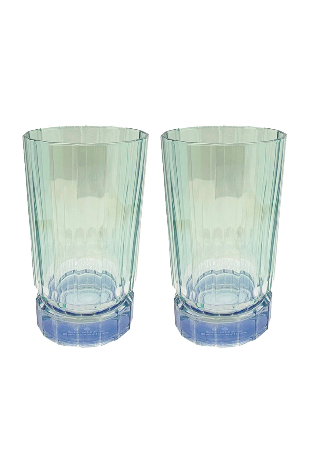 Set di due grandi bicchieri Duccio con base sfumati da blu a verde