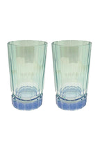 Set di due grandi bicchieri Duccio con base sfumati da blu a verde
