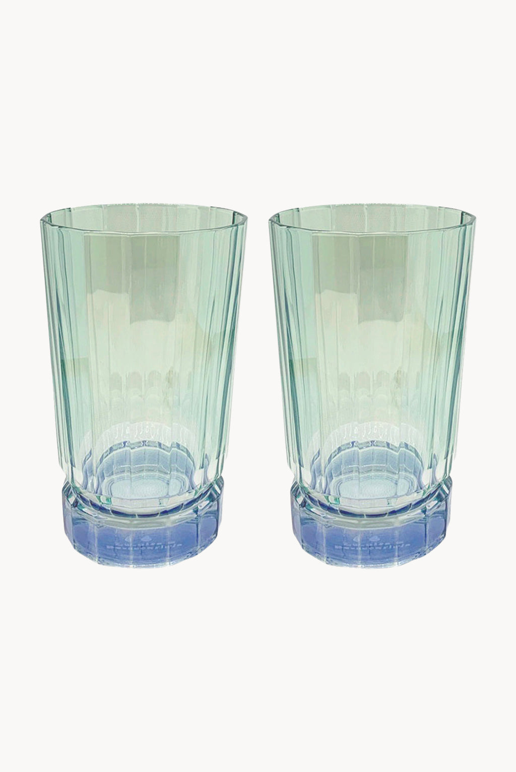 Set di due grandi bicchieri Duccio con base sfumati da blu a verde