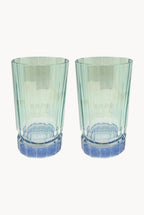 Set di due grandi bicchieri Duccio con base sfumati da blu a verde