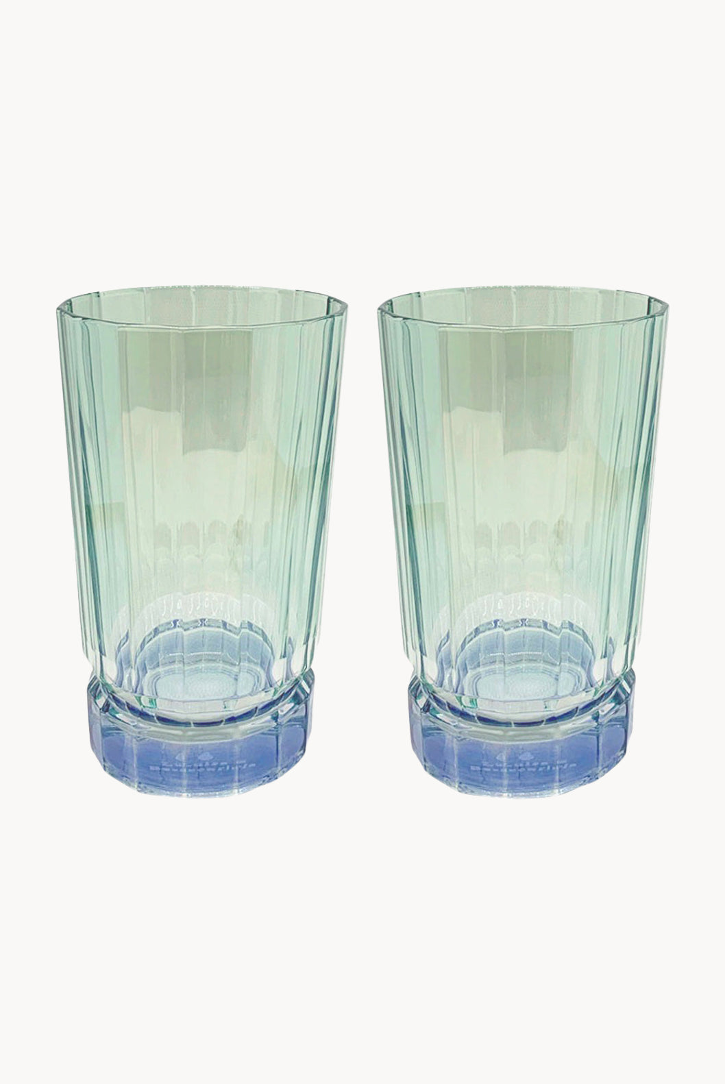 Set di due grandi bicchieri Duccio con base sfumati da blu a verde