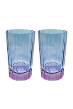 Set di due grandi bicchieri Duccio con base sfumati da viola a blu