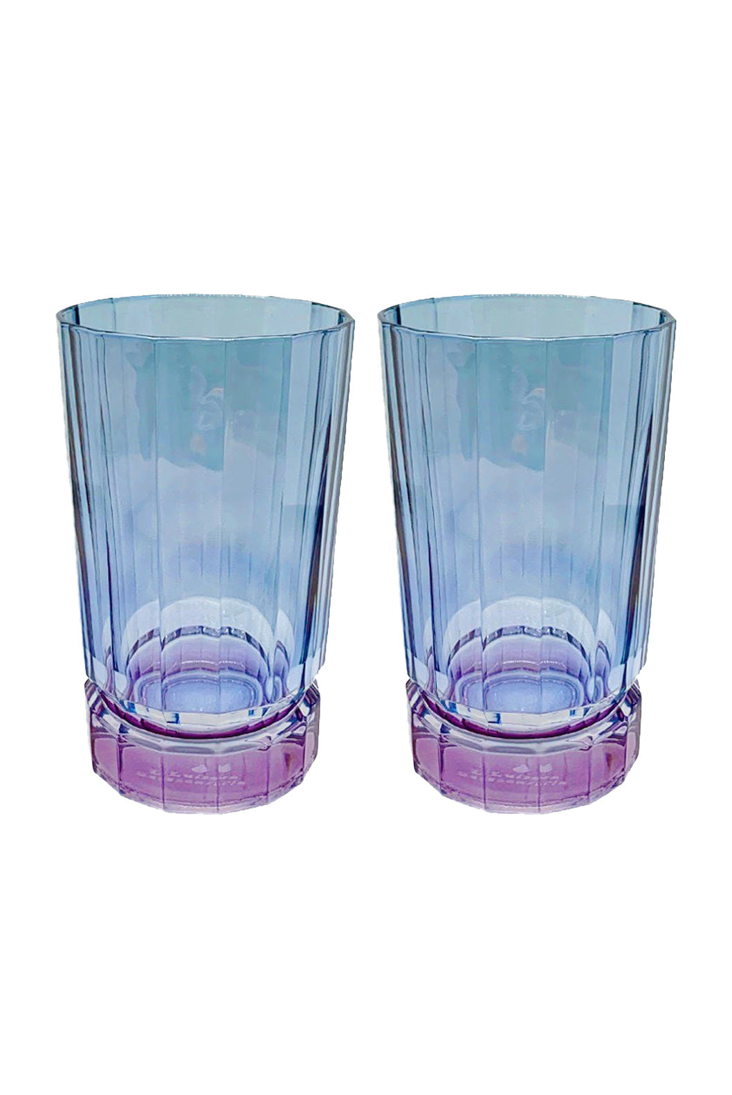 Set di due grandi bicchieri Duccio con base sfumati da viola a blu