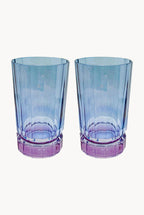 Set di due grandi bicchieri Duccio con base sfumati da viola a blu