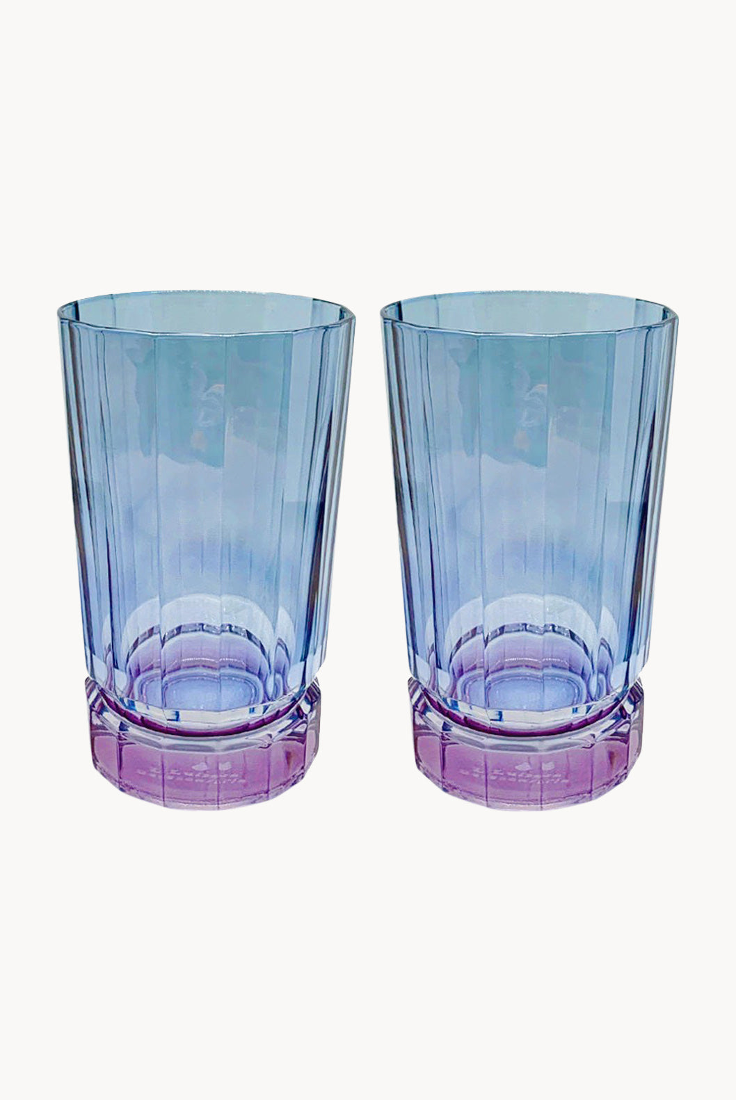 Set di due grandi bicchieri Duccio con base sfumati da viola a blu