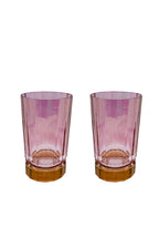 Set di due grandi bicchieri Duccio con base sfumati da rosso a rosa