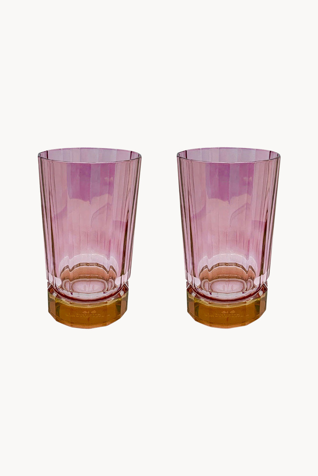 Set di due grandi bicchieri Duccio con base sfumati da rosso a rosa