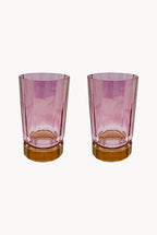Set di due grandi bicchieri Duccio con base sfumati da rosso a rosa