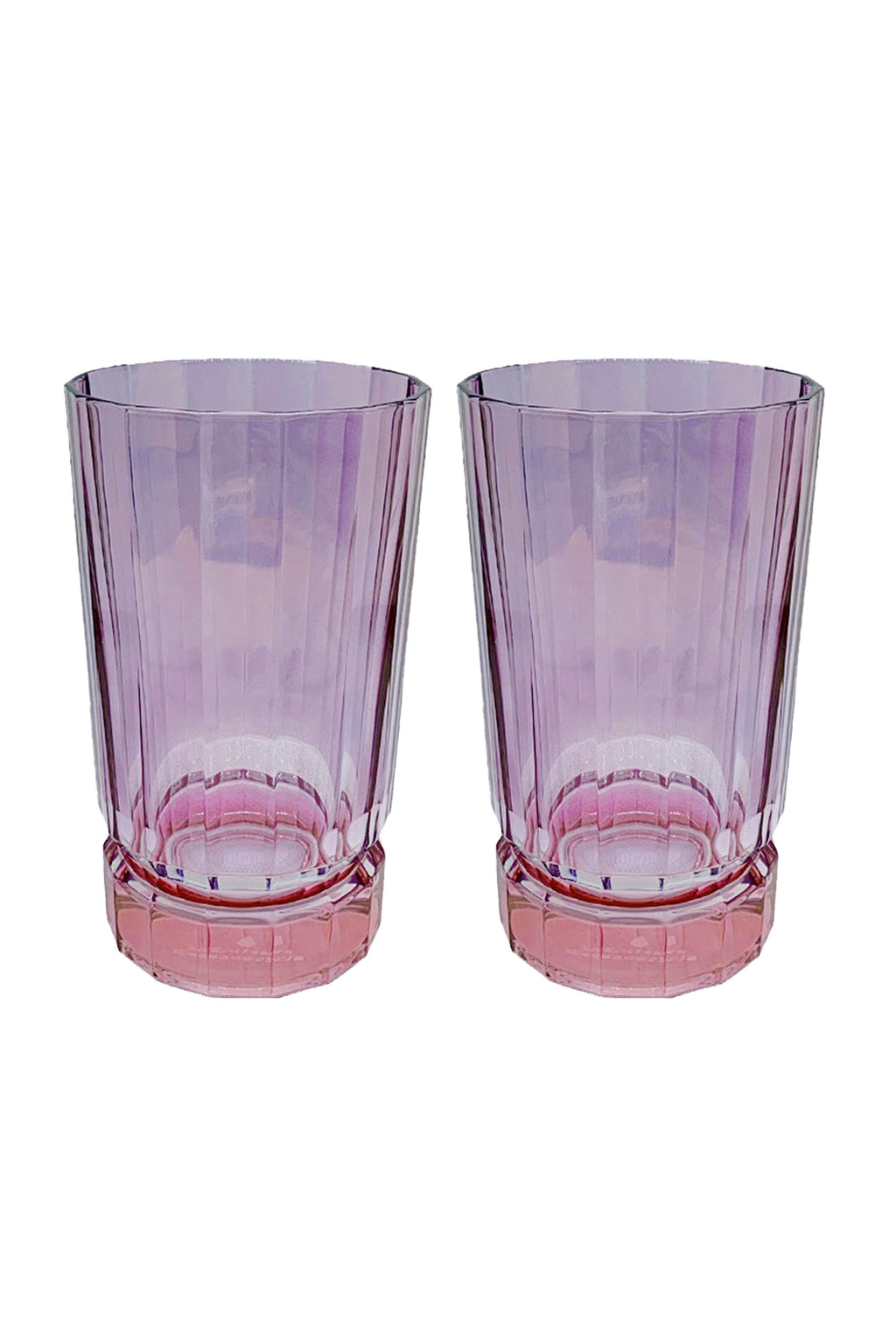 Set di due grandi bicchieri Duccio con base sfumati da rosa a viola