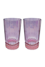 Set di due grandi bicchieri Duccio con base sfumati da rosa a viola
