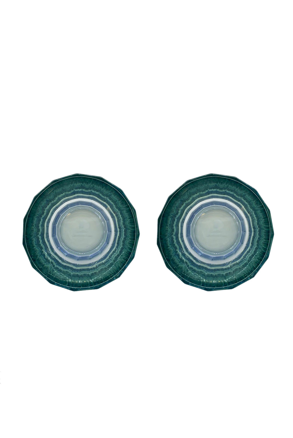Set di due piccoli bicchieri Duccio con base sfumati da blu a verde