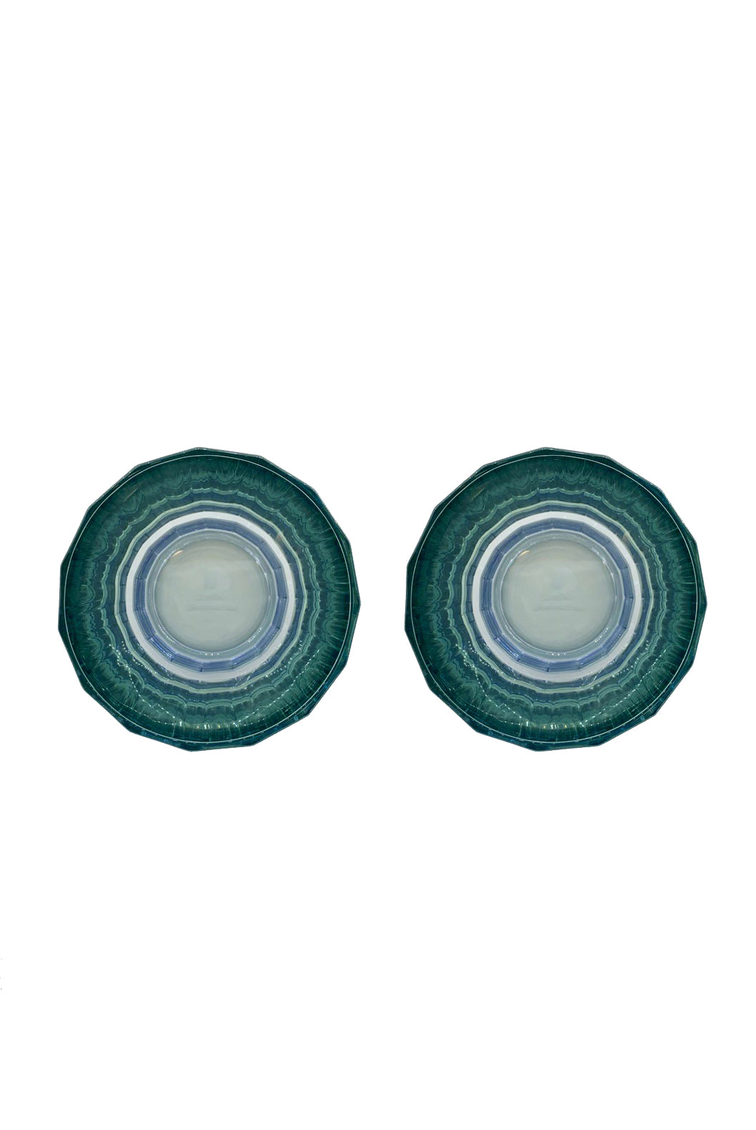 Set di due piccoli bicchieri Duccio con base sfumati da blu a verde