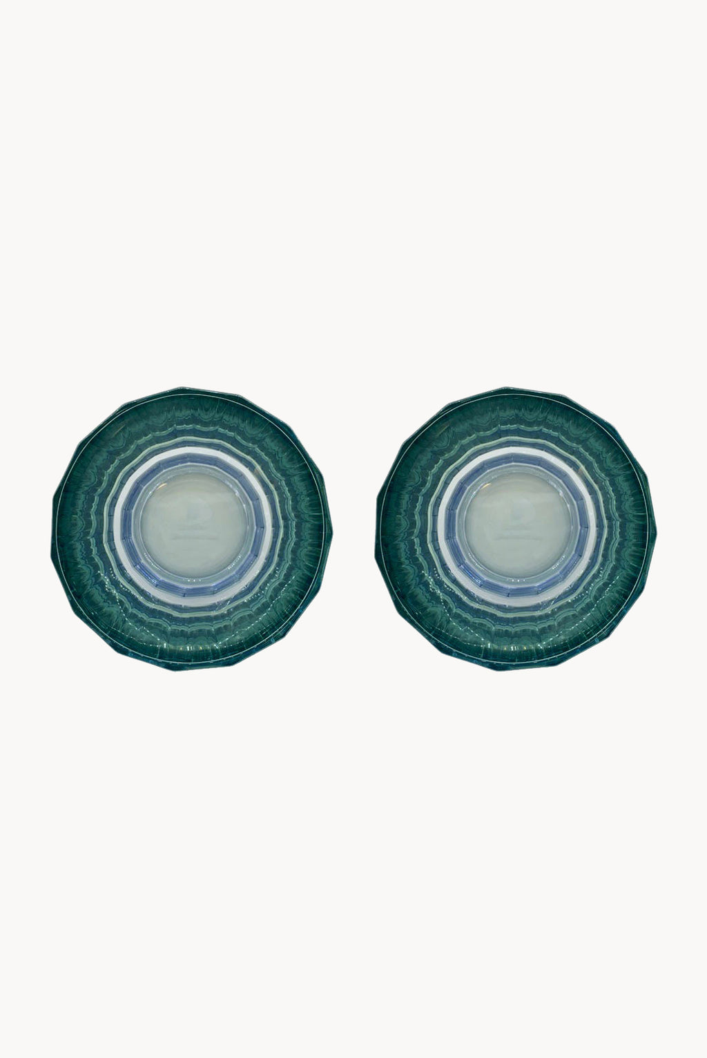 Set di due piccoli bicchieri Duccio con base sfumati da blu a verde