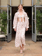 Cotton blouse with rose print