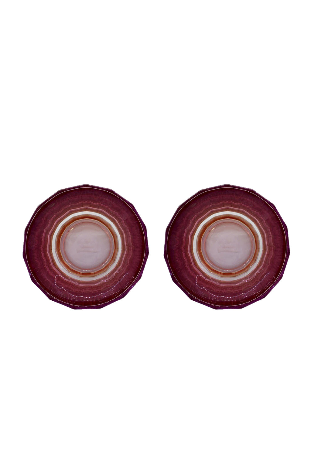 Set di due grandi bicchieri Duccio con base sfumati da rosso a rosa