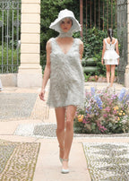 Abito in organza lurex con frange