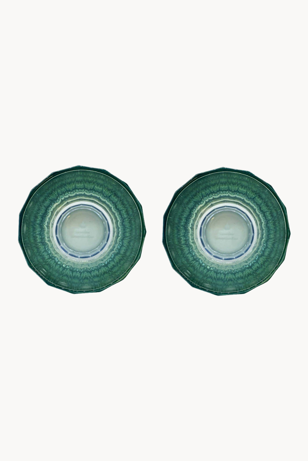 Set di due grandi bicchieri Duccio con base sfumati da blu a verde