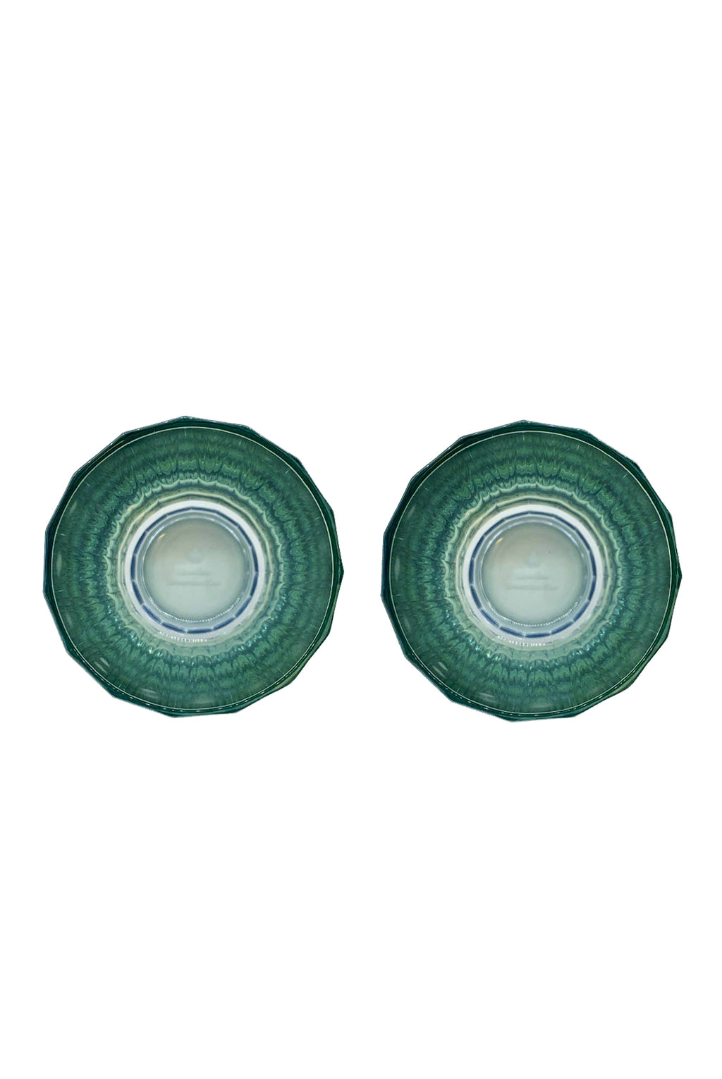 Set di due grandi bicchieri Duccio con base sfumati da blu a verde