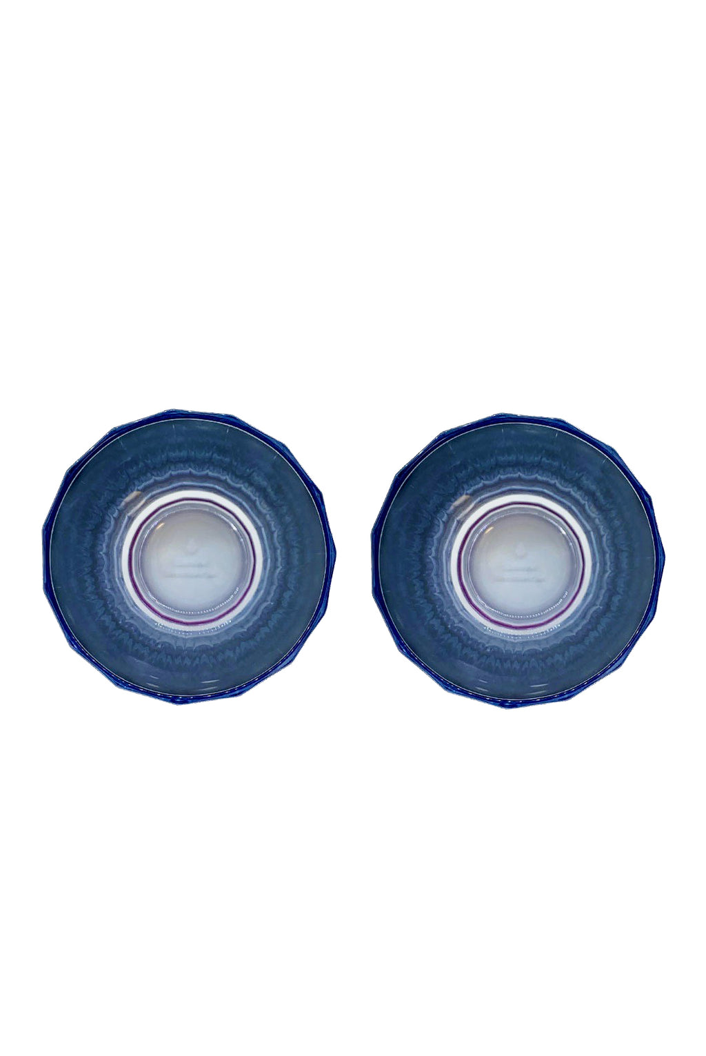 Set di due grandi bicchieri Duccio con base sfumati da viola a blu