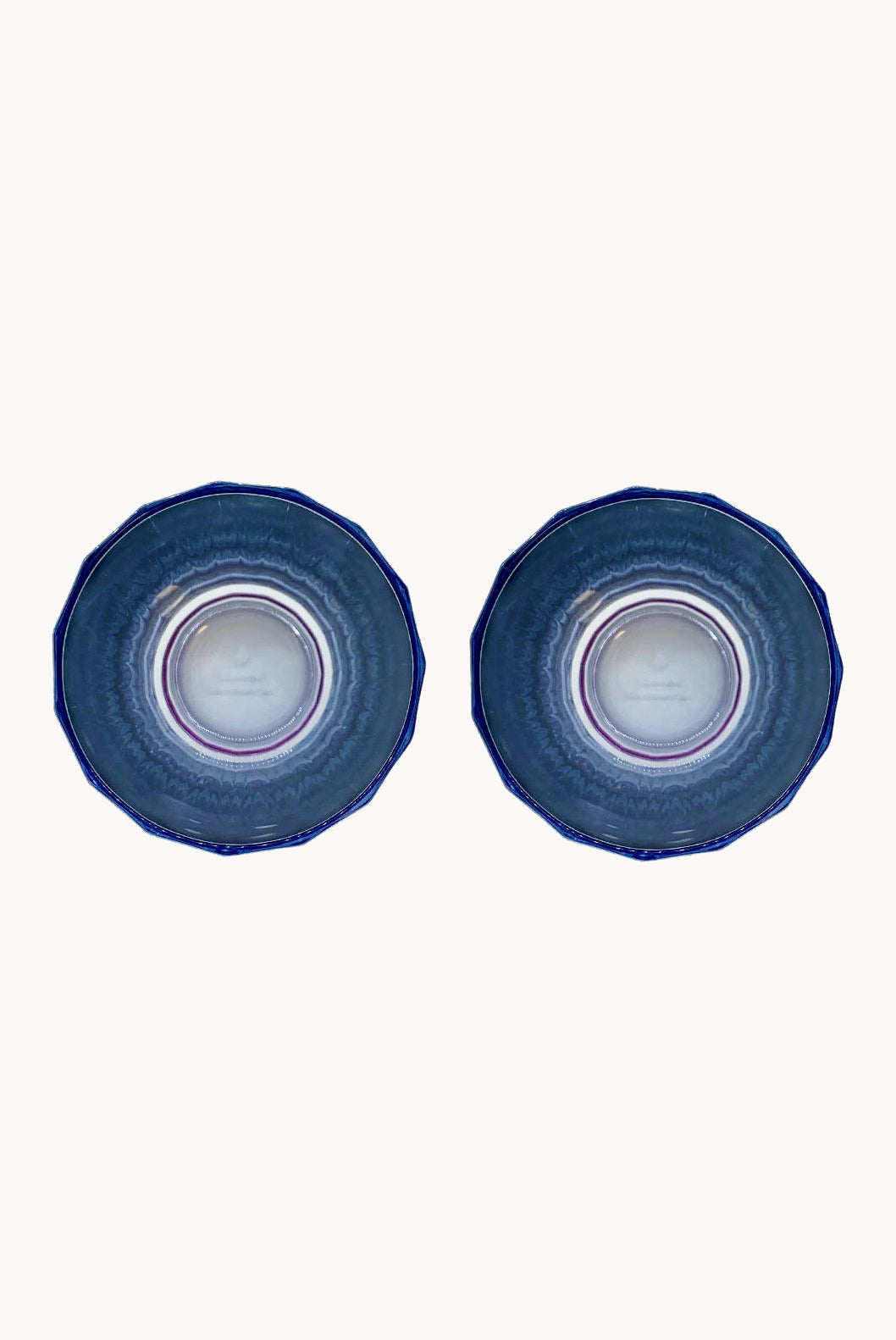 Set di due grandi bicchieri Duccio con base sfumati da viola a blu