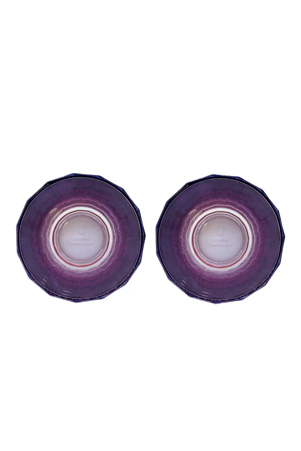 Set di due grandi bicchieri Duccio con base sfumati da rosa a viola
