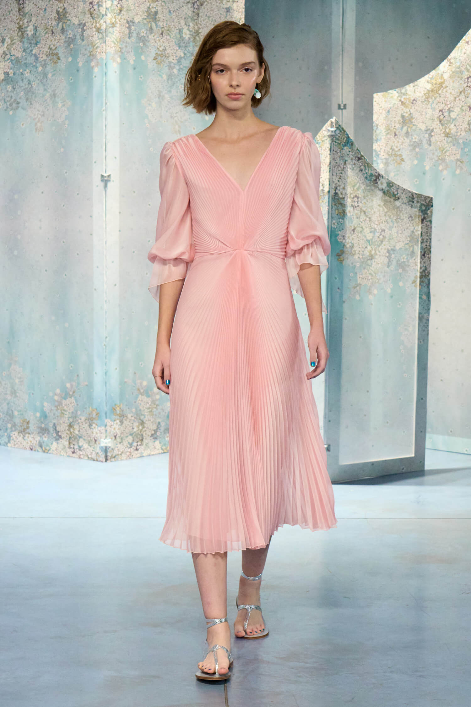 Vestito midi plissettato in chiffon Angelina