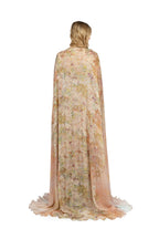 Draped printed dress in smooth chiffon.