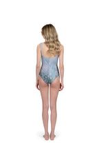 Costume intero balconette floreale azzurro chiaro