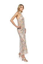 Cross-over dress printed sequins