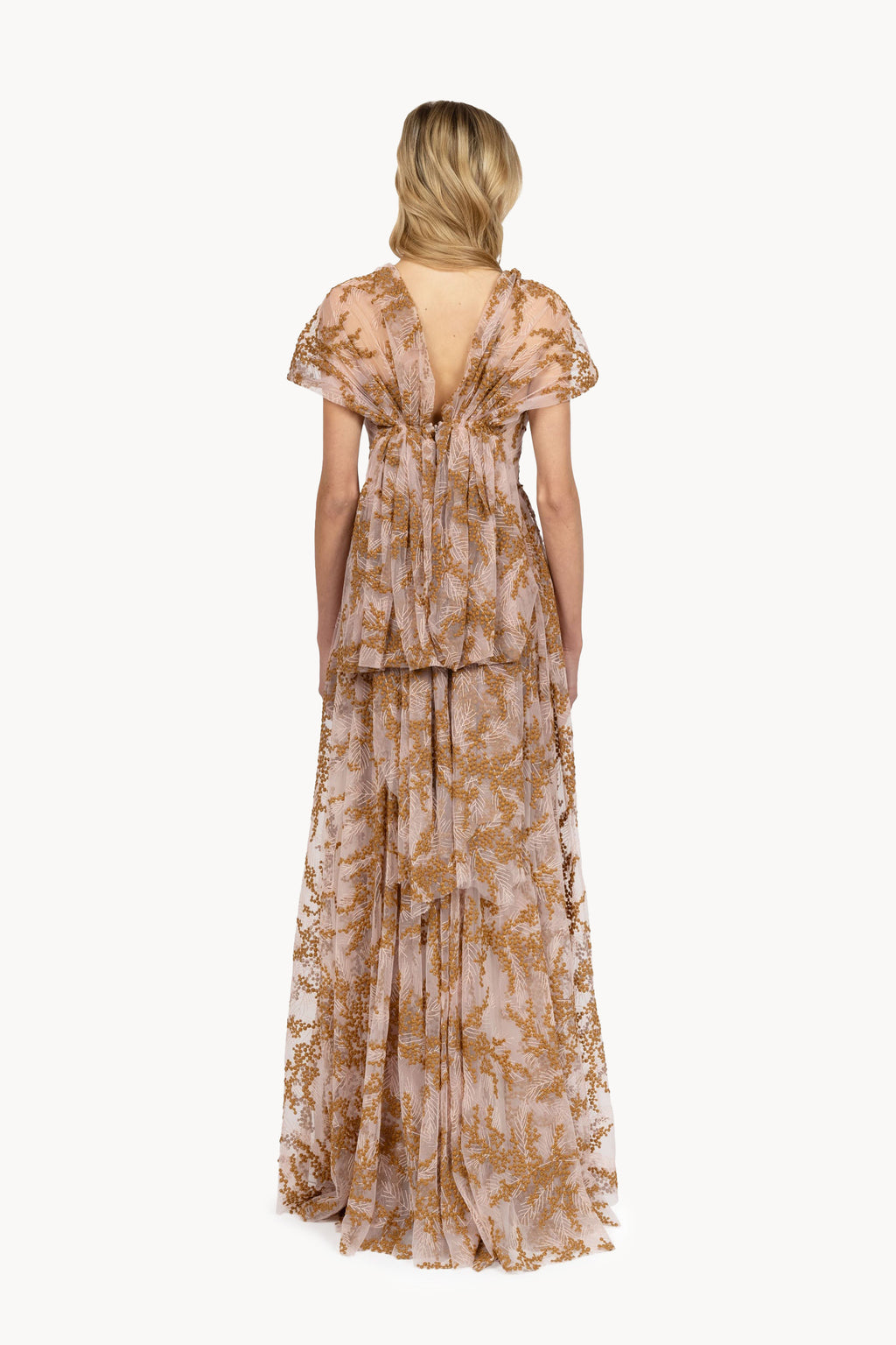 Embroidered tulle evening dress