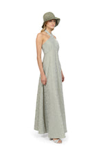 Abito halter in cotone elasticizzato a righe verdi