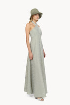 Abito halter in cotone elasticizzato a righe verdi