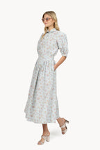 Camicia vichy e floreale con maniche a sbuffo