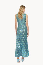 Top con paillettes a margherina blu