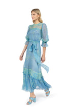 Abito in chiffon di seta con pizzo decorato