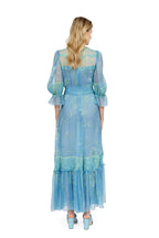 Abito in chiffon di seta con pizzo decorato