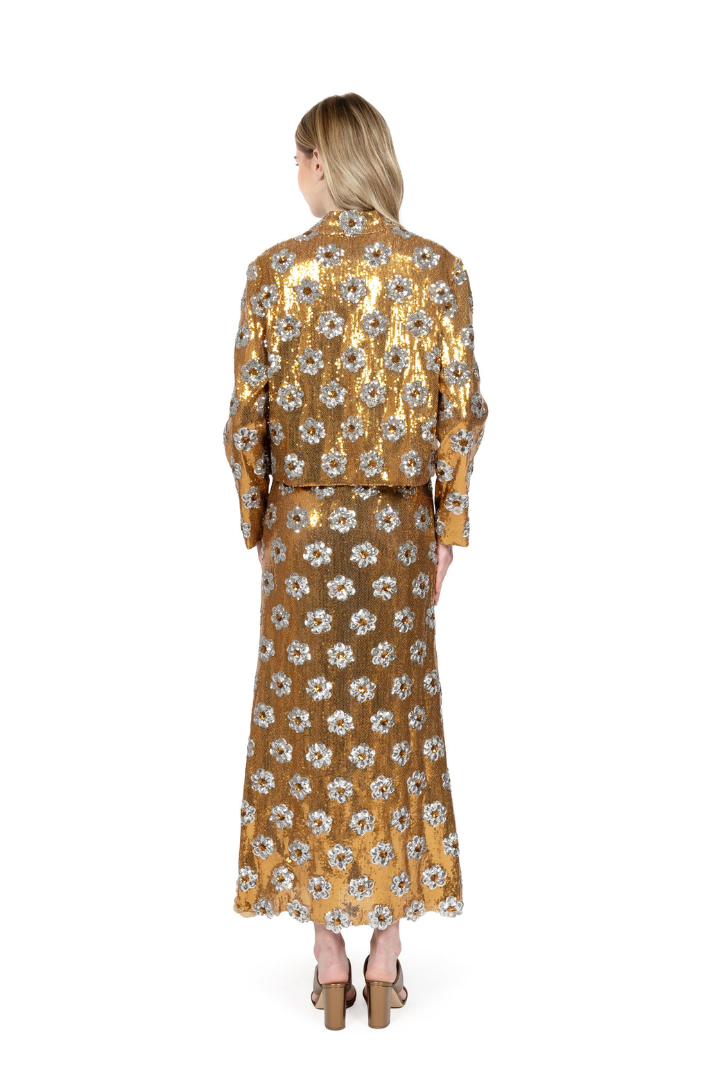 Giacca con paillettes a margherina bronzo